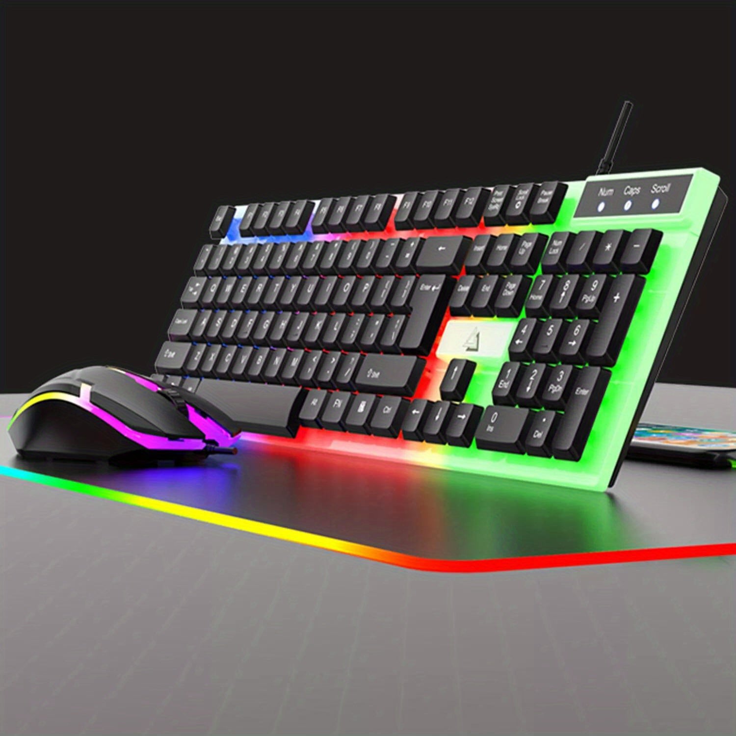 GT100 Wired Gaming Keyboard And Mouse Combo - LED Light Backlit Mechanical Feel Keyboard And Gaming Mouse, No Battery Required - for Windows/ Mac/ Laptop
