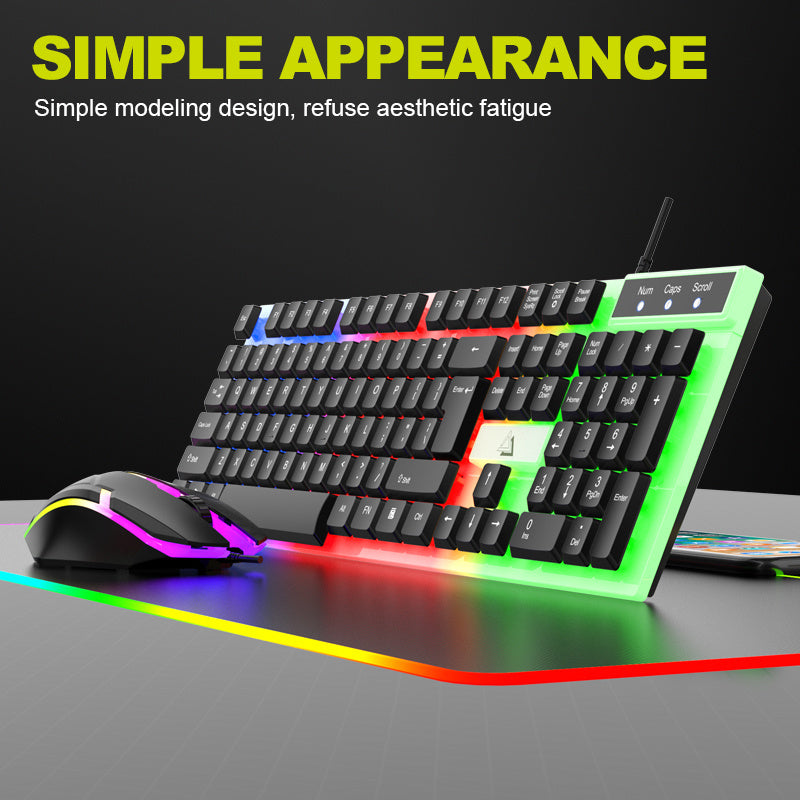 GT100 Wired Gaming Keyboard And Mouse Combo - LED Light Backlit Mechanical Feel Keyboard And Gaming Mouse, No Battery Required - for Windows/ Mac/ Laptop