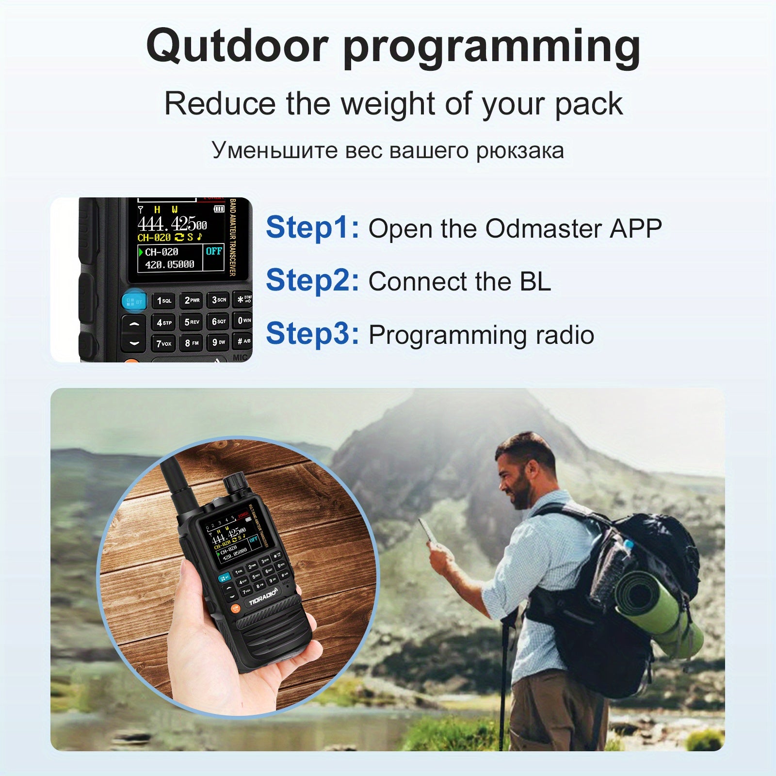 TIDRADIO TD-H3 Ham/ GMRS Handheld Radio, Two Way Radios with USB-C Programming & Charging, Long Range Radios with with 2500mAh Battery and Air Long Antenna, Key Frequency Match