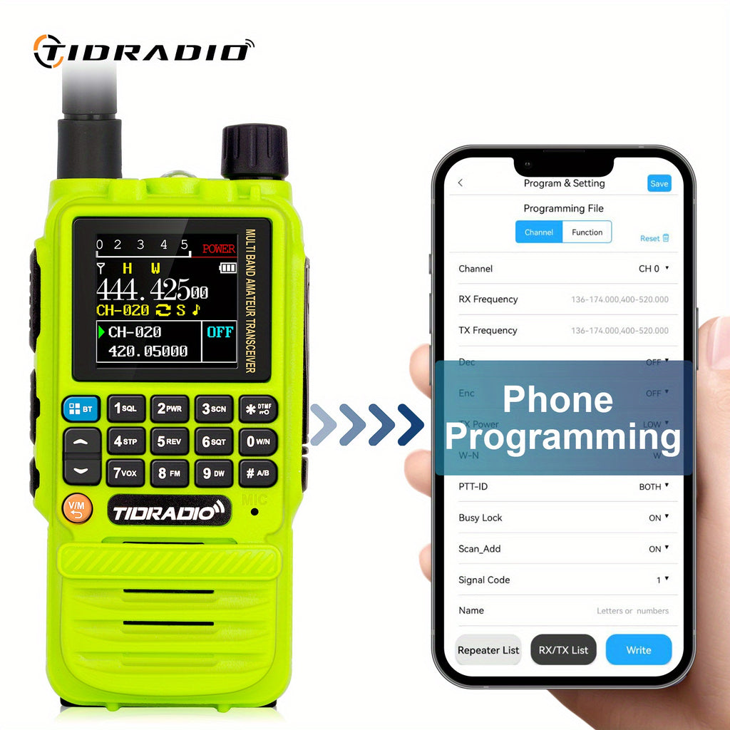 TIDRADIO TD-H3 Ham/ GMRS Handheld Radio, Two Way Radios with USB-C Programming & Charging, Long Range Radios with with 2500mAh Battery and Air Long Antenna, Key Frequency Match