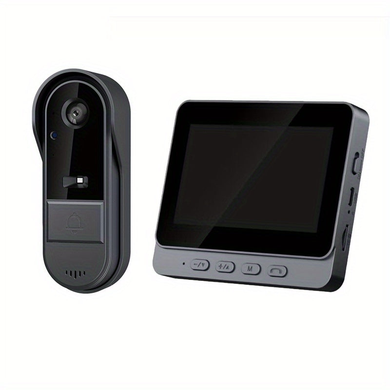 Smart Video Doorbell with Camera, Visual Doorbell Camera with 4.3-inch Display, Wide Angle, 2-Way Audio, Image & Video Recording, SD Card Local Storage, Night Vision, Battery/USB Dual Power, Rechargeable Lithium Battery, No Application, No Network