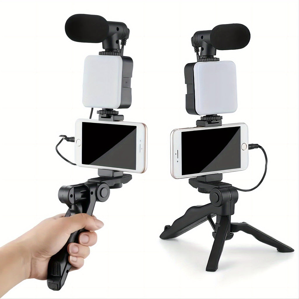 Podcast And Video Blogging Kit - Record Your Own Podcasts And Video Blogs Like Your Favorite Influencers! Folding Tripod, LED Lights And Microphone