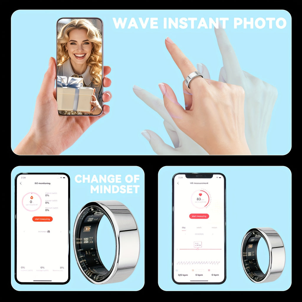 New Smart Ring with Charging Compartment, Fitness, Steps, Distance, Calories, Sleep, Exercise, Compatible with Iphone And Android, USB Charging, Ideal Valentine'S Day/Christmas/New Year Gift