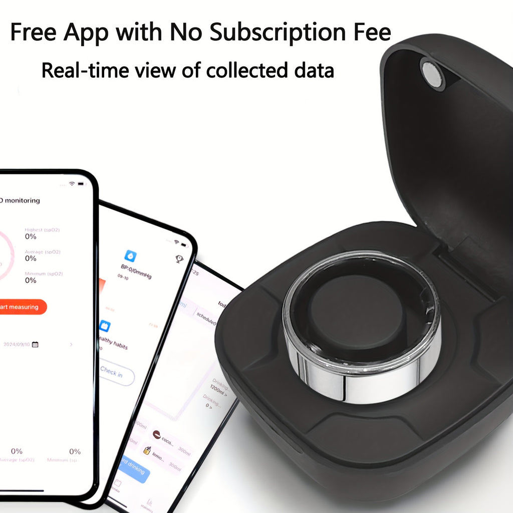 New Smart Ring with Charging Compartment, Fitness, Steps, Distance, Calories, Sleep, Exercise, Compatible with Iphone And Android, USB Charging, Ideal Valentine'S Day/Christmas/New Year Gift