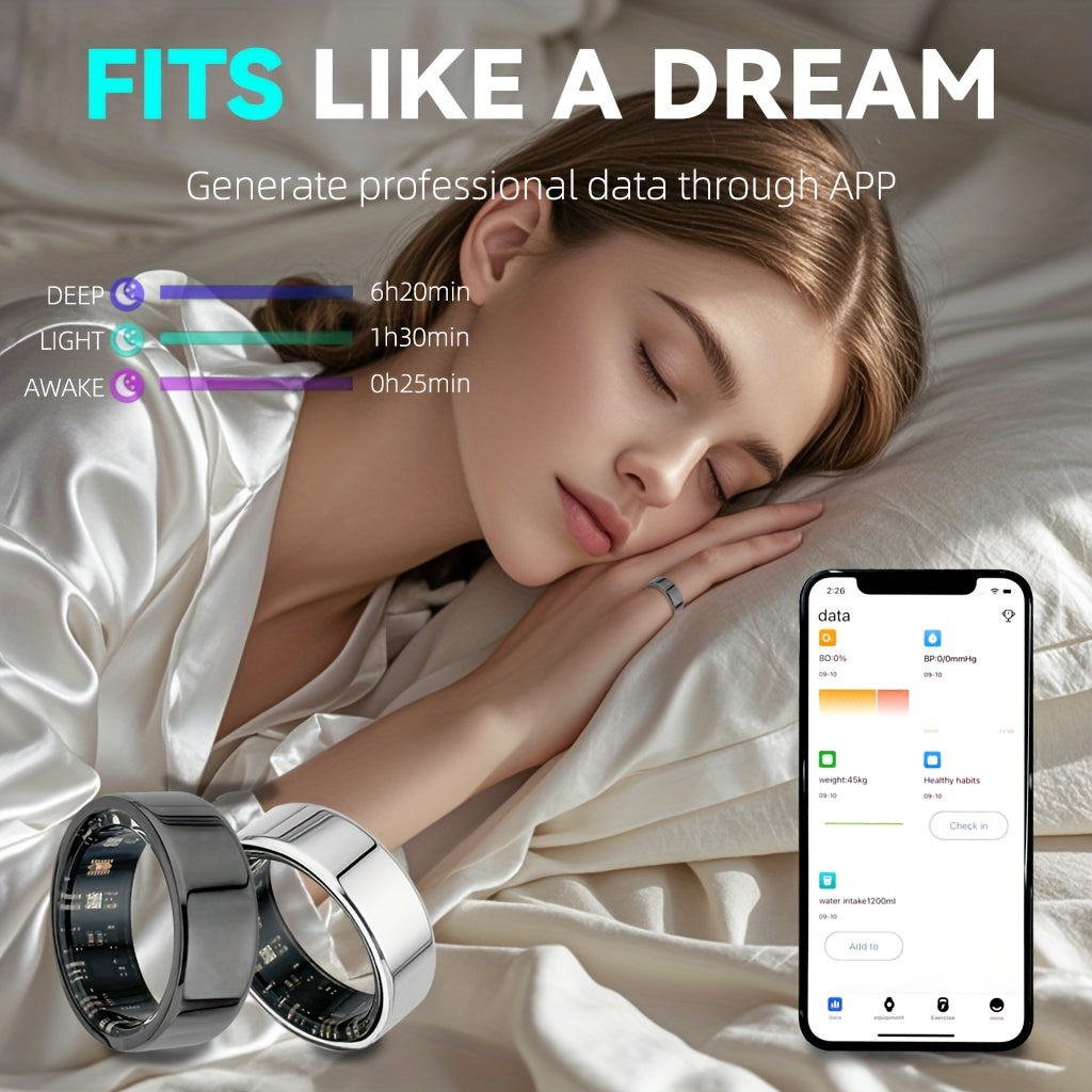 New Smart Ring with Charging Compartment, Fitness, Steps, Distance, Calories, Sleep, Exercise, Compatible with Iphone And Android, USB Charging, Ideal Valentine'S Day/Christmas/New Year Gift