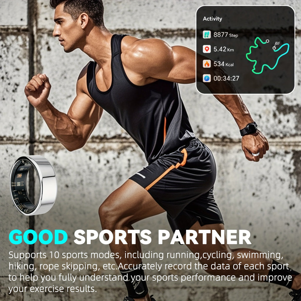 New Smart Ring with Charging Compartment, Fitness, Steps, Distance, Calories, Sleep, Exercise, Compatible with Iphone And Android, USB Charging, Ideal Valentine'S Day/Christmas/New Year Gift
