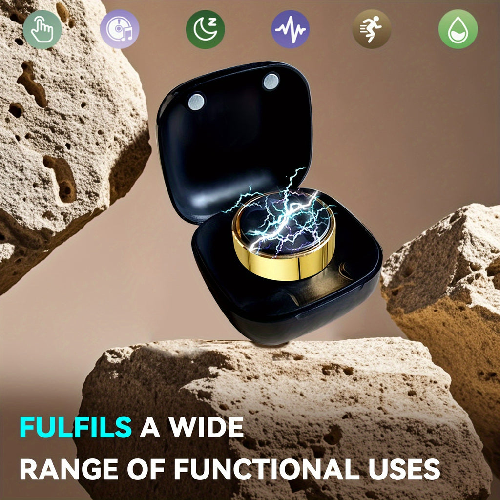 New Smart Ring with Charging Compartment, Fitness, Steps, Distance, Calories, Sleep, Exercise, Compatible with Iphone And Android, USB Charging, Ideal Valentine'S Day/Christmas/New Year Gift