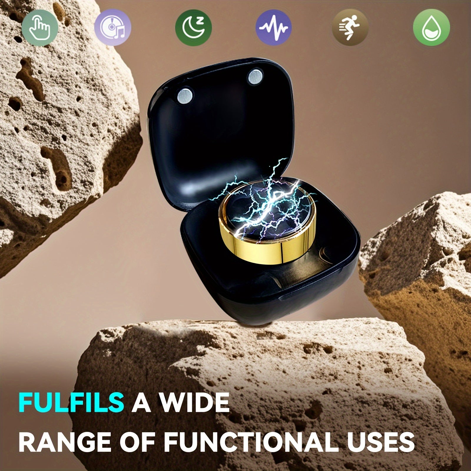 New Smart Ring with Charging Compartment, Fitness, Steps, Distance, Calories, Sleep, Exercise, Compatible with Iphone And Android, USB Charging, Ideal Valentine'S Day/Christmas/New Year Gift