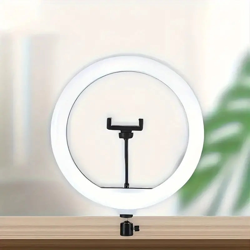 10 Inch Selfie Ring Light with And 2phone Clips & Folding Tripod Stand for Phone Selfie Camera Studio Video Dimmable Tripod Stand White