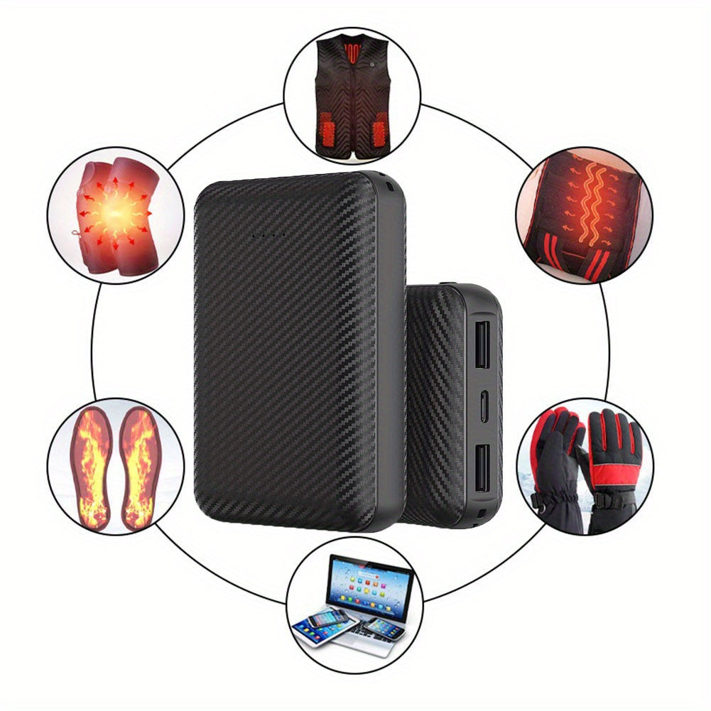 20000Mah Power Bank Heated Vest 5V 3A Output Power Bank Heated Jacket Battery Charger External Battery Winter Heating Scarf Socks Power Bank