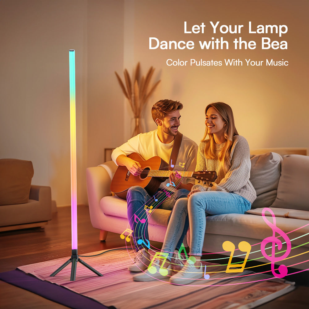 [RGB Floor Lamp] 1Pack/2Pack 360° Smart RGB Floor Lamp RGB Tube Light Bar With Light Stand - App & 24-Key Remote Control, 16 Million Colors, Music Sync, High Brightness Mood Lighting For Bedrooms, Game Rooms, DJ Lighting, Dance Club, Parties Decor