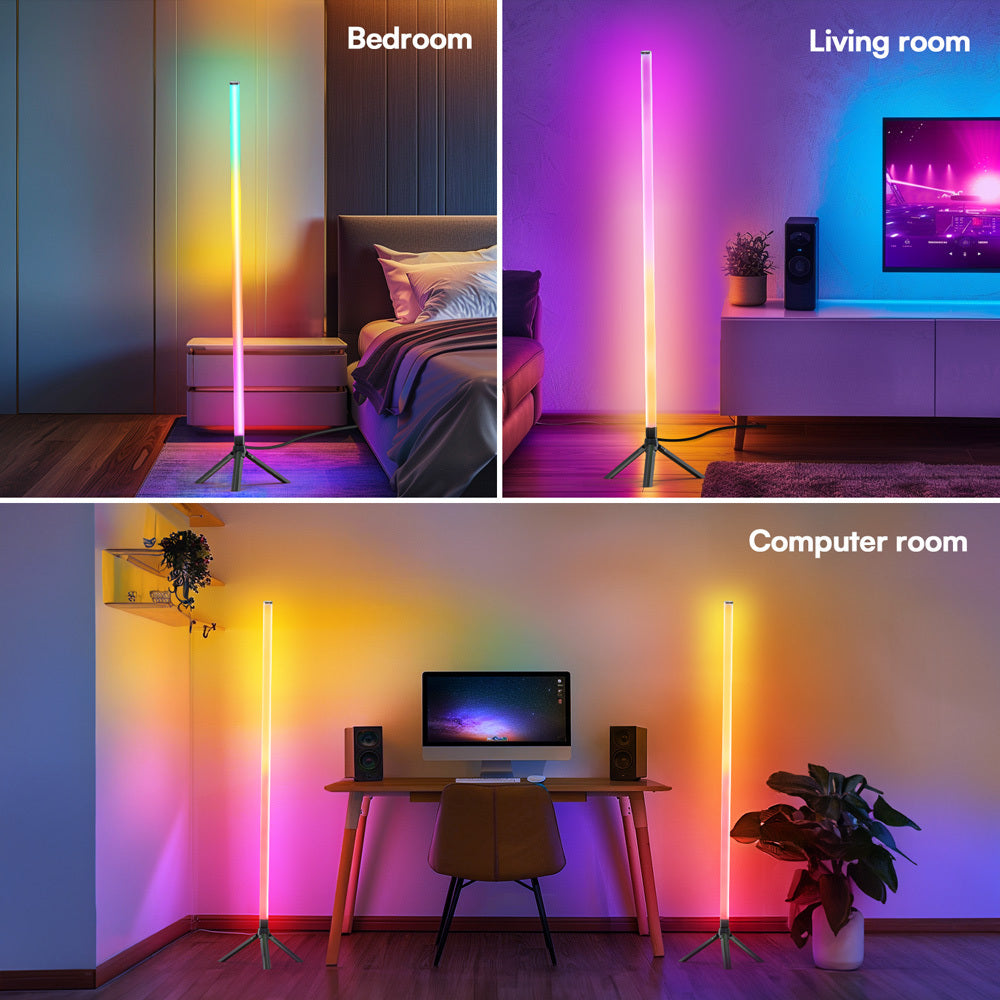 [RGB Floor Lamp] 1Pack/2Pack 360° Smart RGB Floor Lamp RGB Tube Light Bar With Light Stand - App & 24-Key Remote Control, 16 Million Colors, Music Sync, High Brightness Mood Lighting For Bedrooms, Game Rooms, DJ Lighting, Dance Club, Parties Decor