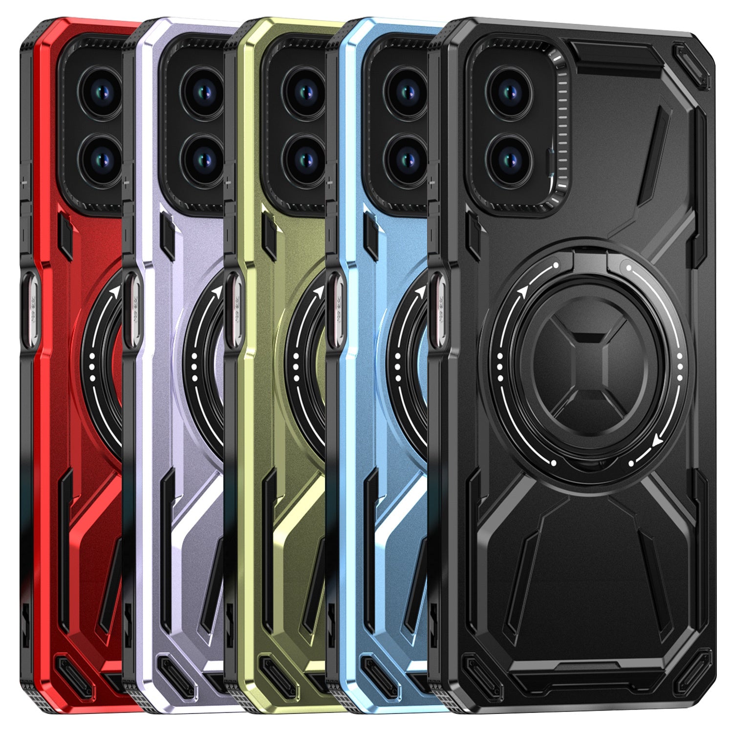 For Motorola Moto G 5G 2024 Phone Case, with Tempered Glass Screen Protector, Magnetic Circle Protective 360 Rotatable Magnetic Ring Stand Cover