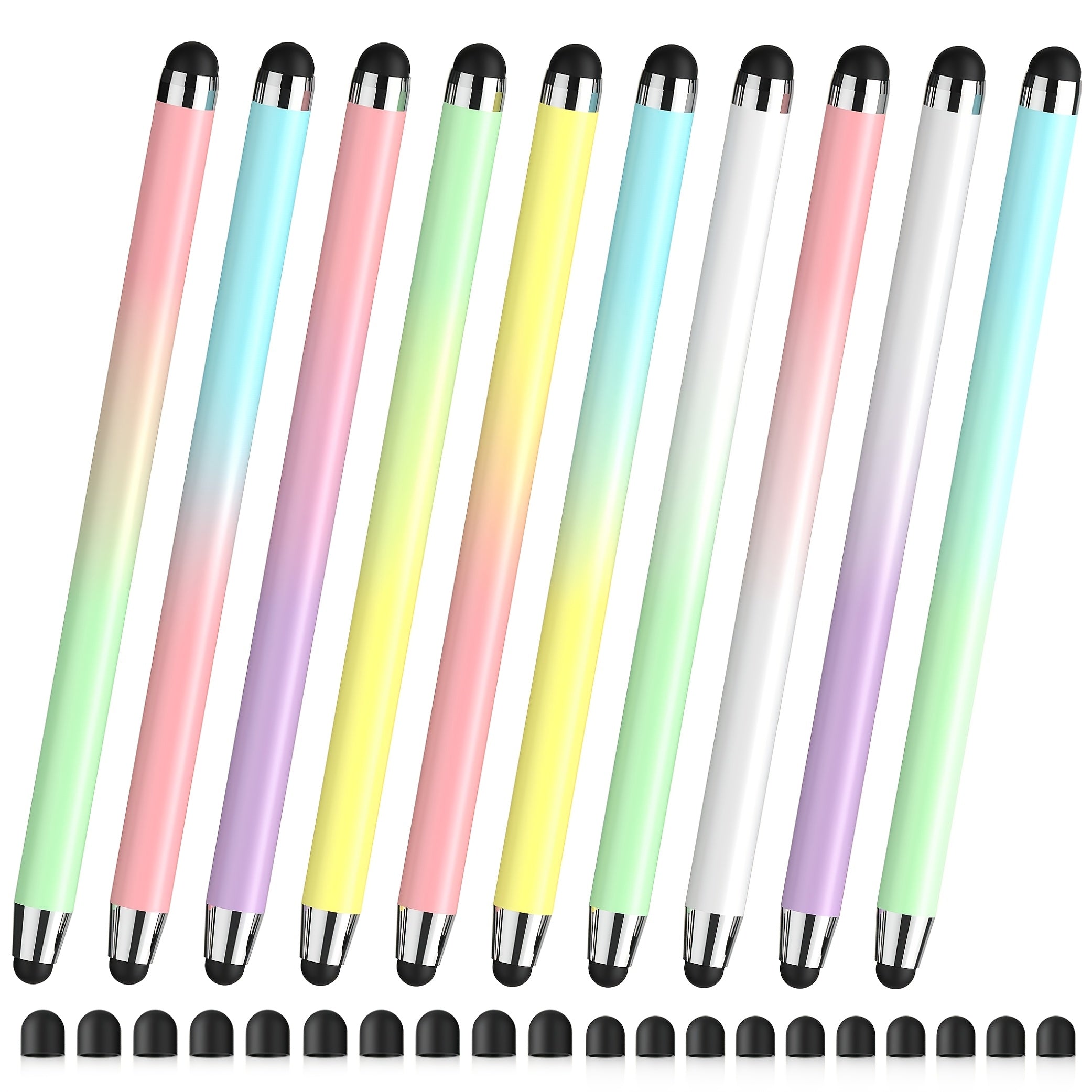 [10 Pack+20 Tips] 2in 1 Universal Stylus Pen for iPad iPhone Android Phone Galaxy Tablets Laptops Chromebook All Touch Screens, Student Gift Idea