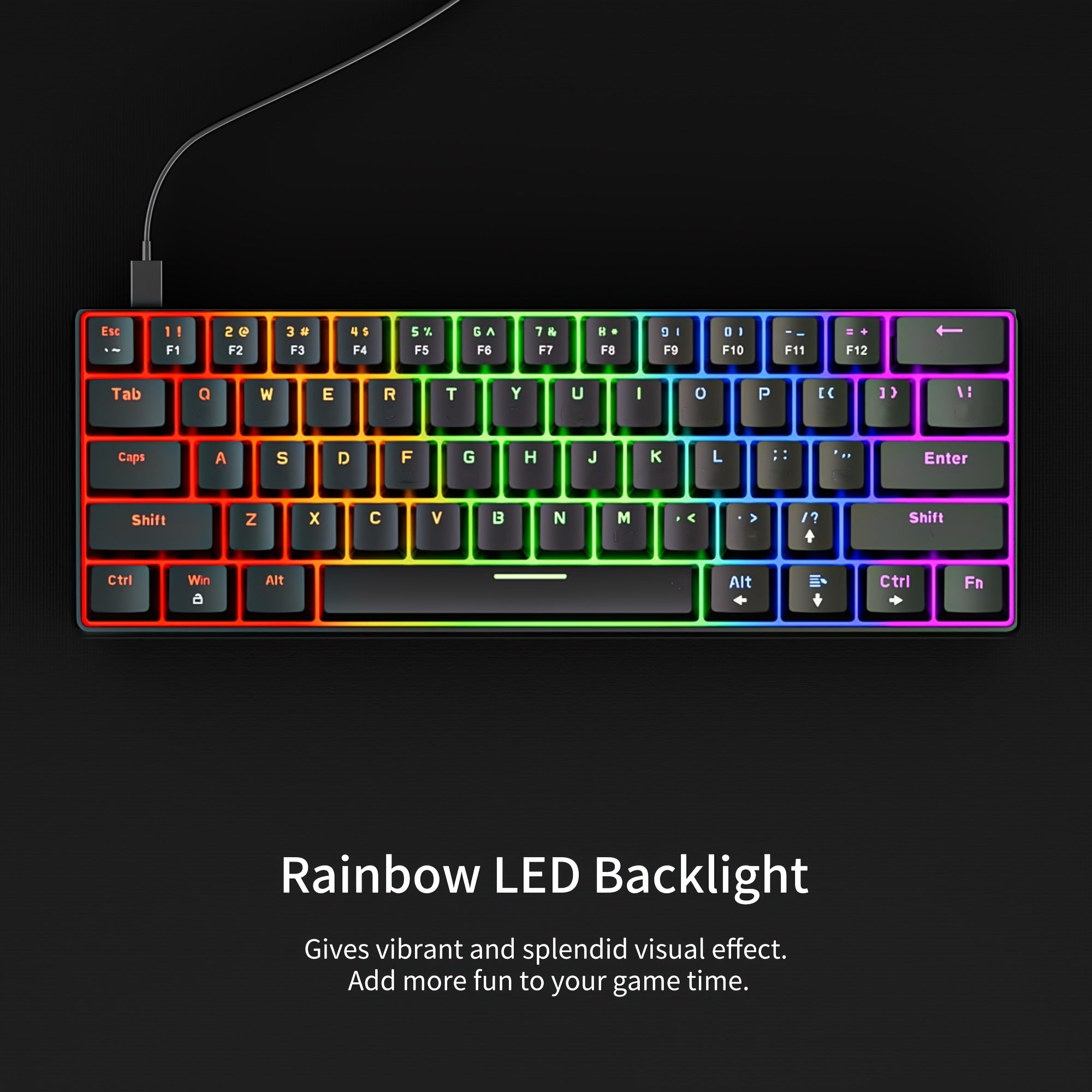 Hot Swappable Blue Switch Red Shaft 61-Key Mechanical Wired 60% Mechanical Gaming Keyboard, RGB Backlight Keyboard, Portable Mini Keyboard, Suitable for Windows Laptop, Cyan Axis
