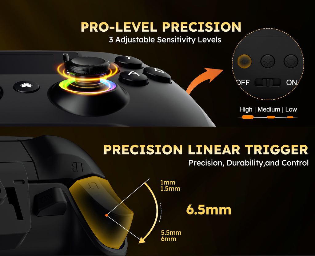Interactive Wireless Gaming Controller with Touchscreen Compatible with Pc/Ps4/Switch/Android/Ios Devices Features 4 Programmable Buttons with Rapid-Fire Functionality Equipped with a Six-Axis Gyroscope And Dual Vibration Feedback, RGB Lighting