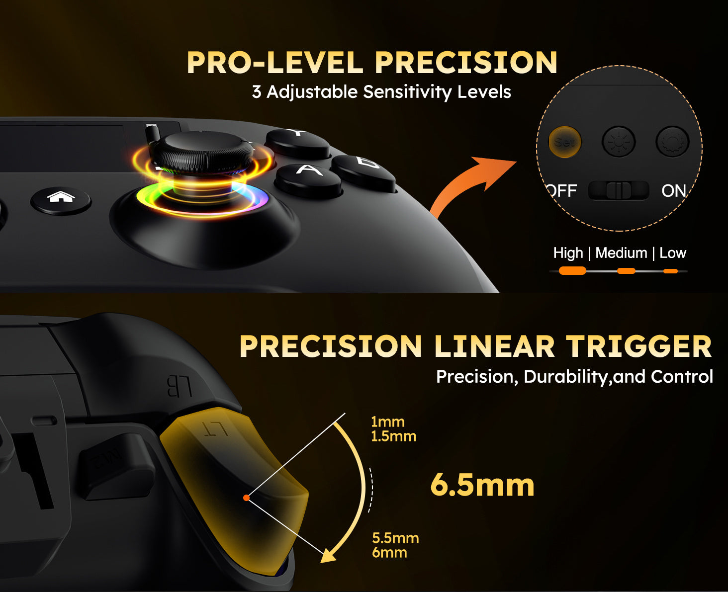 Interactive Wireless Gaming Controller with Touchscreen Compatible with Pc/Ps4/Switch/Android/Ios Devices Features 4 Programmable Buttons with Rapid-Fire Functionality Equipped with a Six-Axis Gyroscope And Dual Vibration Feedback, RGB Lighting