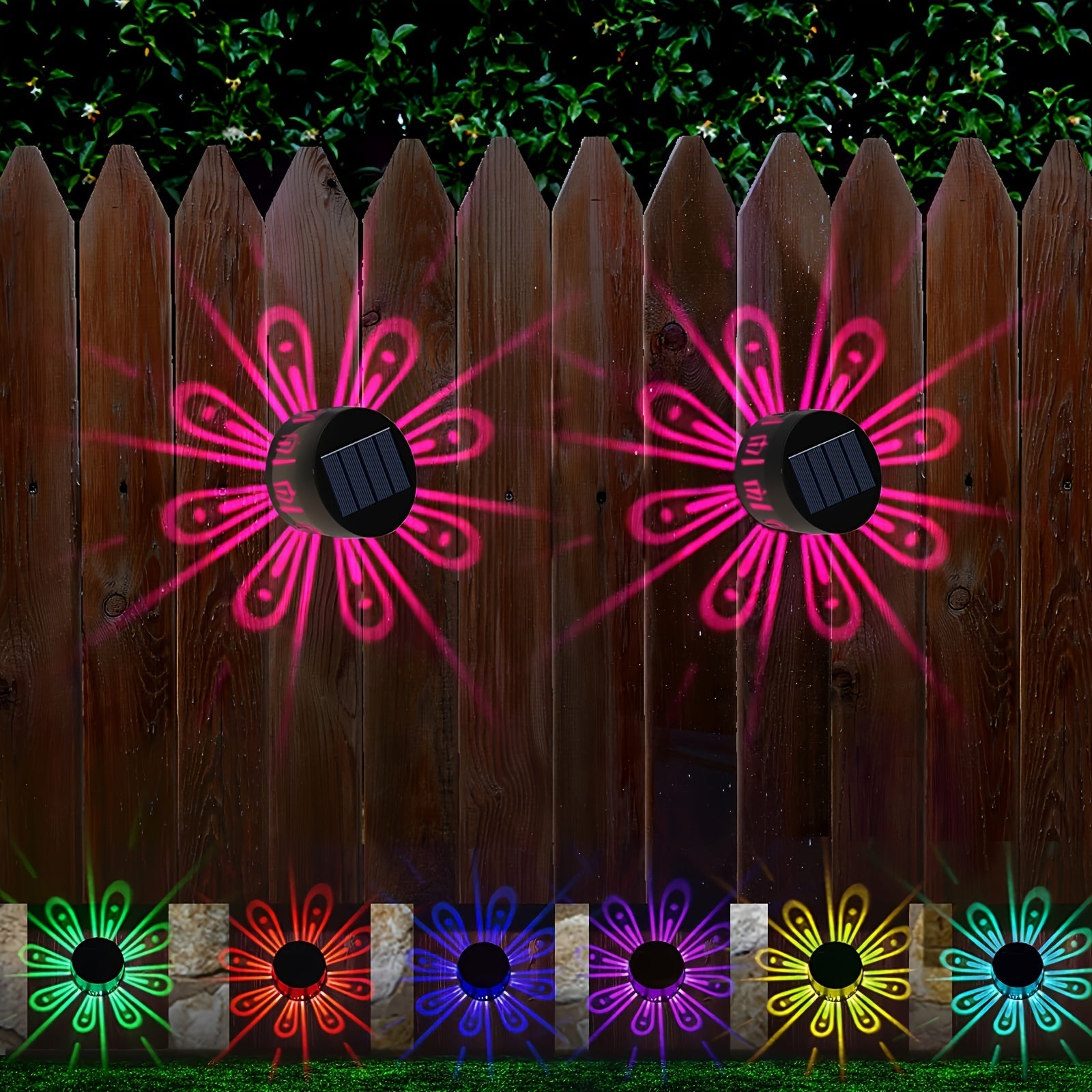 Outdoor Solar Wall Lights, Dusk to Dawn Fence And Porch Decorative Projection Lighting, Suitable for Path Walls, Stairs, Yard Terrace, Fence, Garden Decorative Lighting Solar Security Lights, Halloween, Christmas Wall Decor Gift