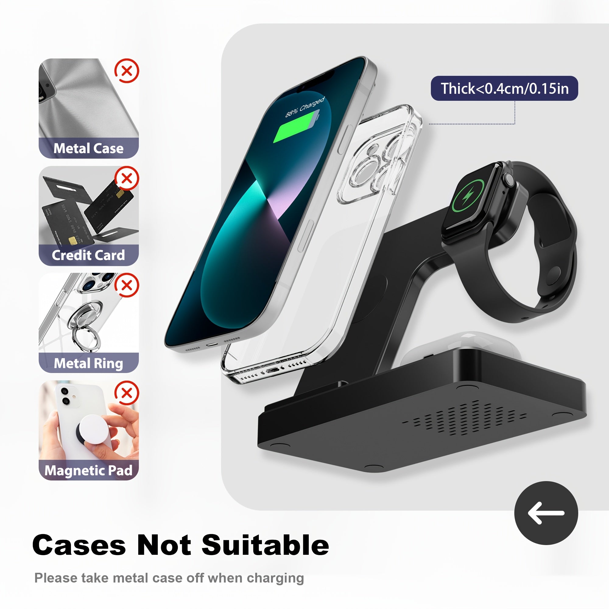 Wireless Charging Station 3-In-1 Standard 15W for Mag-Safe Fast Wireless Charger Stand, for Iphone 17 16 15 14 13 12 11 X 8 Pro Max/Pro/Mini/Plus, for Iwatch Ultra 10/9/8 7/6/5/4/3/2 SE, for Airpods 4/3/2/Pro/Pro2, Valentine'S Day/Birthday Gifts