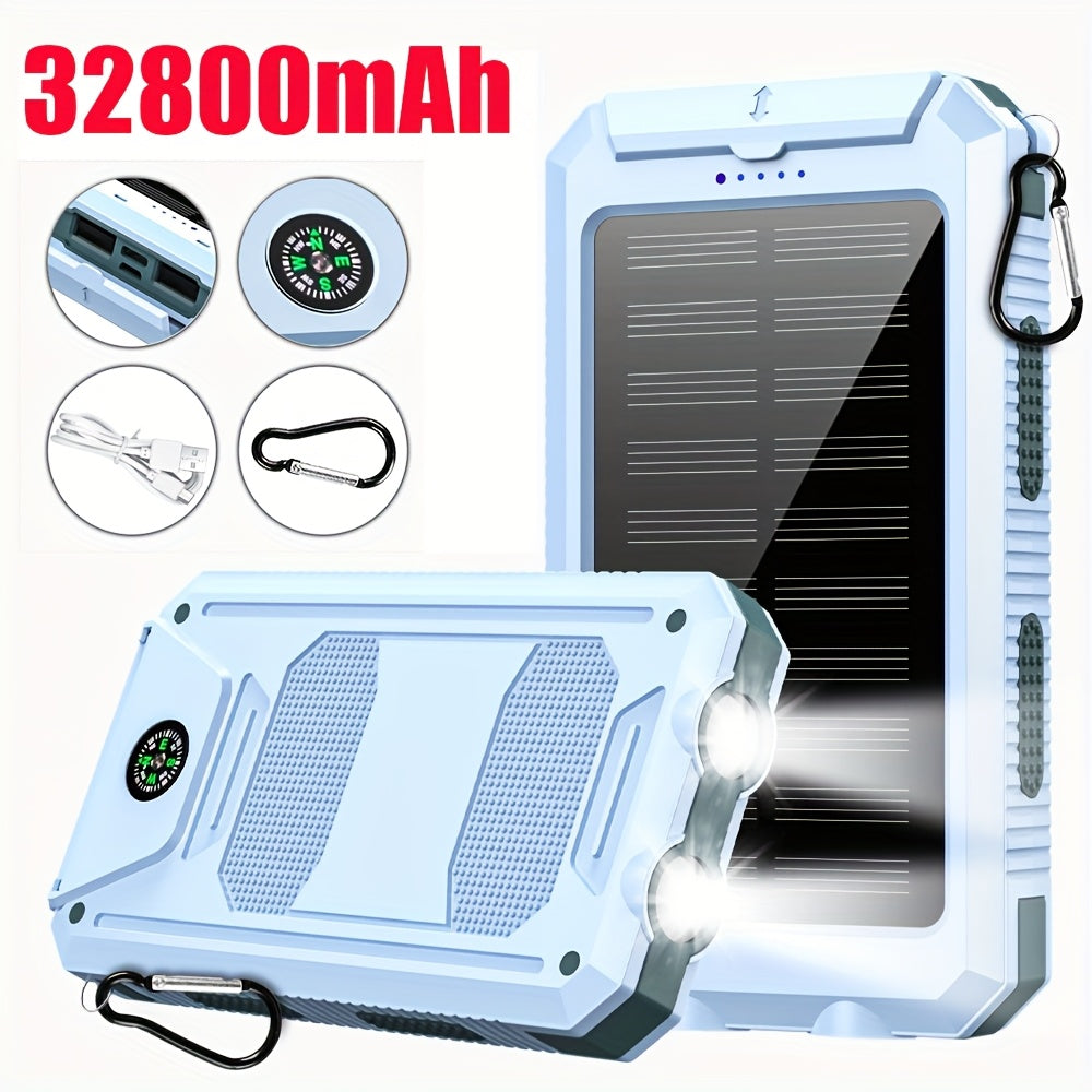 [Solar Power Bank] 32800/38800mAh Solar Power Bank Wireless Charger Built In 4 Cables 6 Outputs 15W Fast Charging Power Bank With Dual Flashlights -for Travel, And Camping External Backup Battery Pack, Emergency Backup For GPS, Flashlights, For IPhone 17/