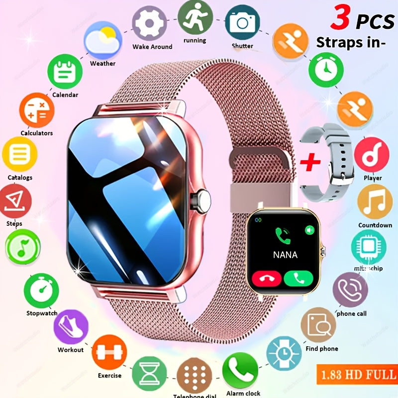 The Perfect Gift for Family And Loved Ones In 2025! A Beautiful And Elegant Smartwatch with Wireless Calling/answering, Multiple APP Message Reminders, Sports Mode, USB Rechargeable, Comes with A Metal Strap, Music Player, for Android And iPhone