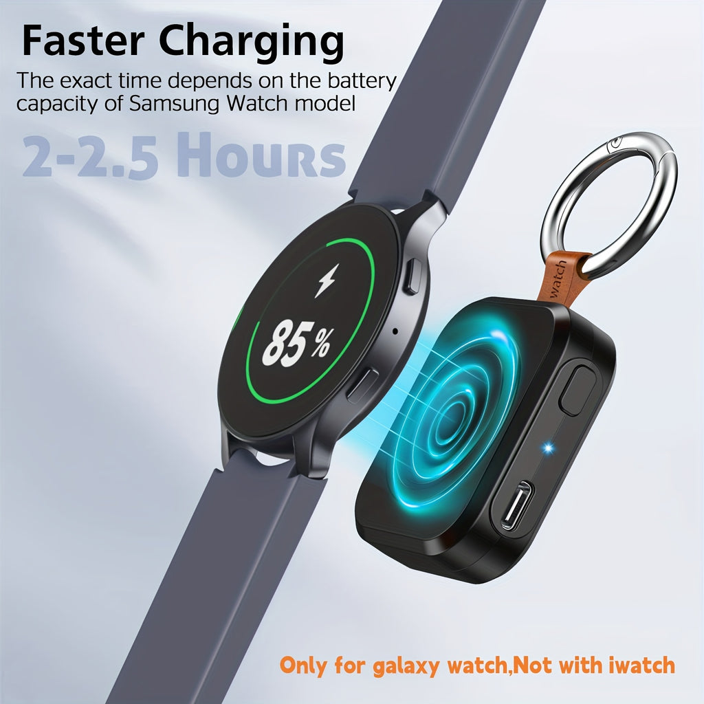 [Christmas Gifts] Portable Charger for Samsung Galaxy Watch 7 Ultra, 1200mAh Wireless Fast Charging Power Bank, Compact Travel Charger for Samsung Galaxy Watch 7/Ultra/6/ Classic/5/Pro/4/3/2/1 for Men Women with Keychain Christmas Gifts