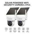4K Solar Security Cameras Wireless Outdoor, 360° View Pan/Tilt WiFi Security Camera Outside with Color Night Vision, PTZ Surveillance Camera with PIR, Easy to Install, PIR Alarm, 2-Way Audio, SD/Cloud,