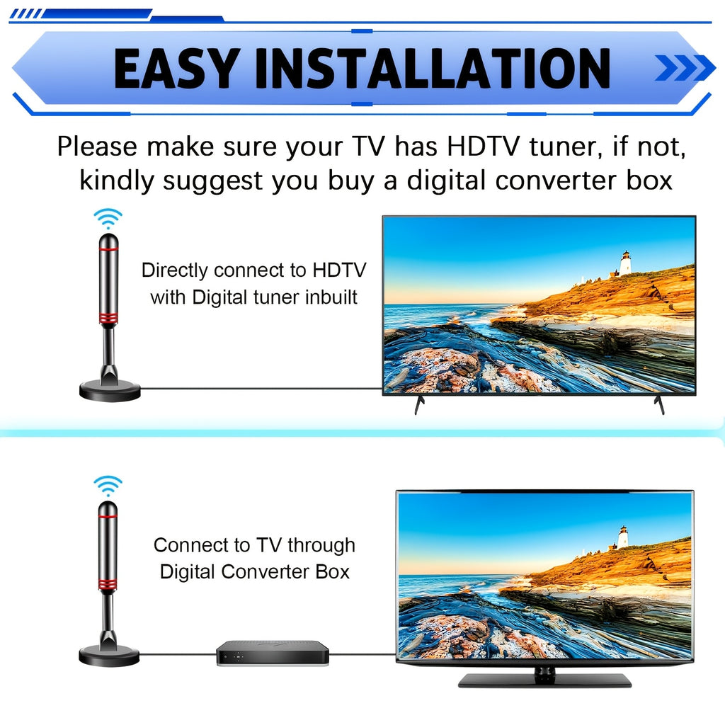 2025 TV Antenna Indoor Antenna for Smart TV 150 Mile Long Range Reception HD Digital Antenna Outdoor for Local Channels Supports 8K 4K 1080P, 10 Feet 2.5C2V Premium Coaxial Cable