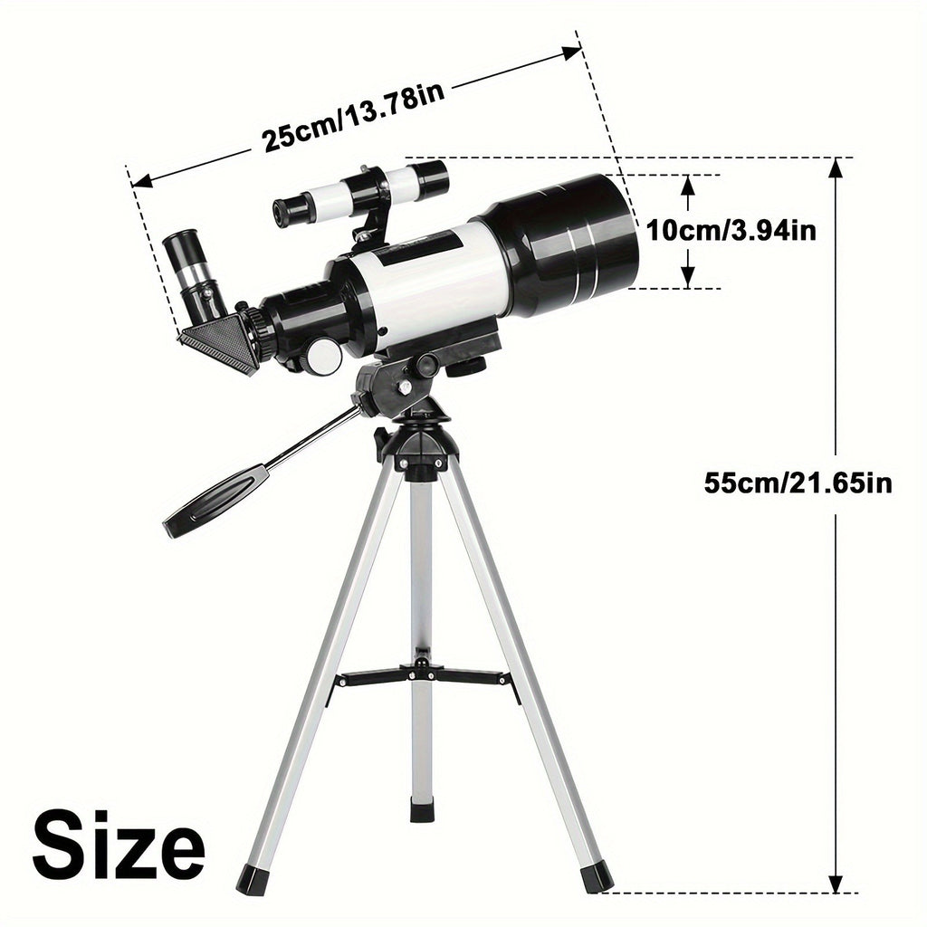 150X telescope, 70mm aperture telescope, suitable for adults, portable astronomical telescope, with tripod phone holder, eyepiece, Barlow lens, perfect for big viewing nature, education, and exploration. It is the best Christmas gift for family members an