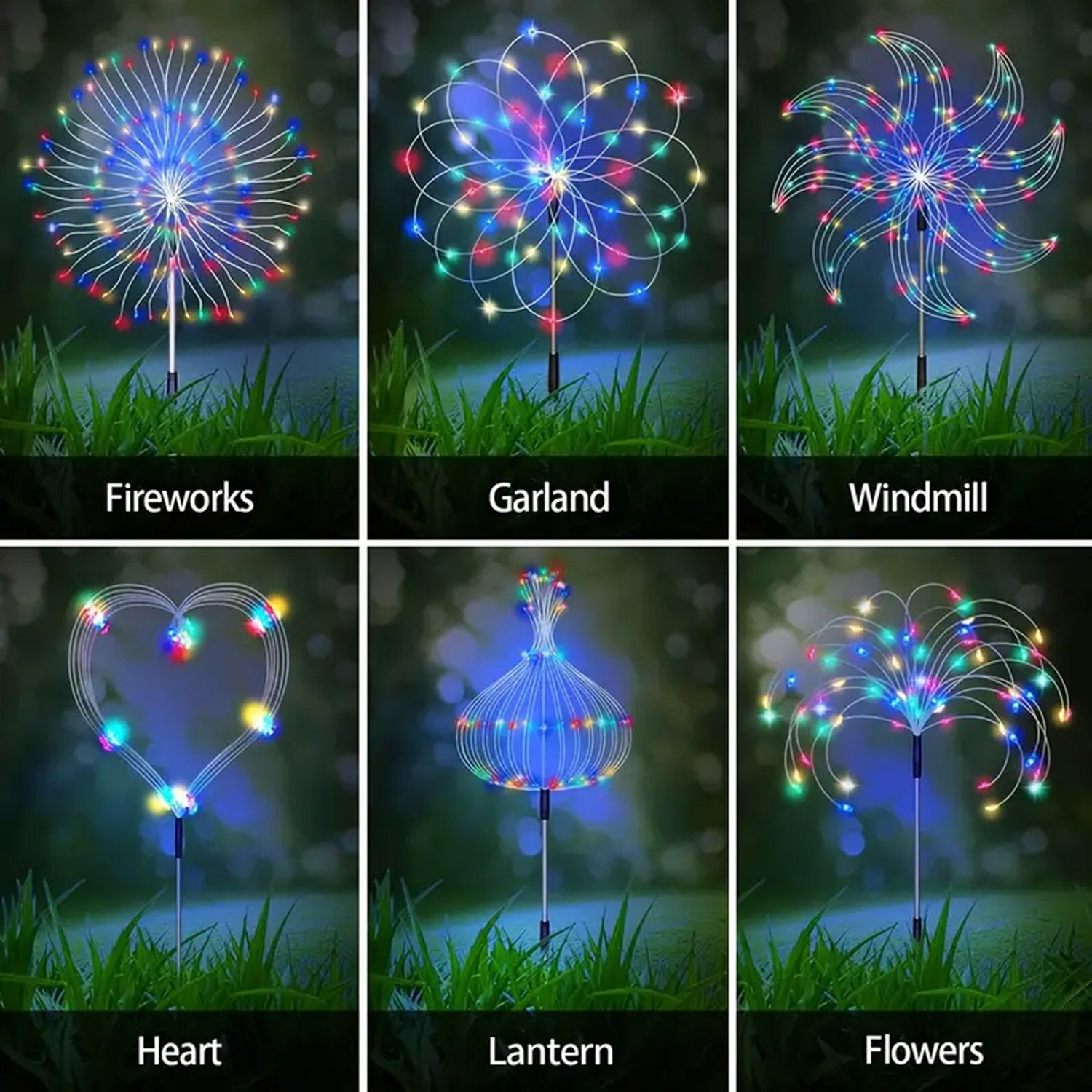 12Pack4PAack Solar Garden Decor Outdoor Lights, 8-Mode Solar Firework Lights, Christmas Outdoor Solar Garden Lights Fairy Firework Decor, Courtyard Pathway Solar Flower Pots Balcony Garden Decor
