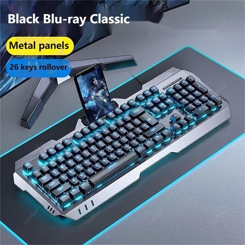 Wired Gaming Keyboard, 104 Keys Full Size, LED Backlight, Ergonomic Quiet Design, USB Power, Adjustable Volume Knob, for Desktop And Laptop Computers, Office Accessories