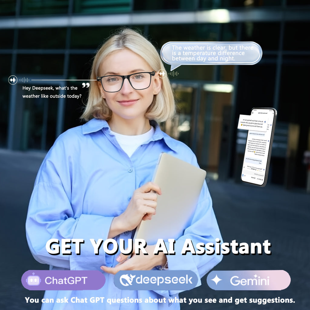 OICIIDO New AI Smart Glasses Support Real-time Translation for 160+ Languages And Video Translation. Equipped with Chat GPT System. Multifunctional Audio Glasses for Men And Women. Built-in Microphone And Speaker. HD Voice Calls And Hi-Fi Music