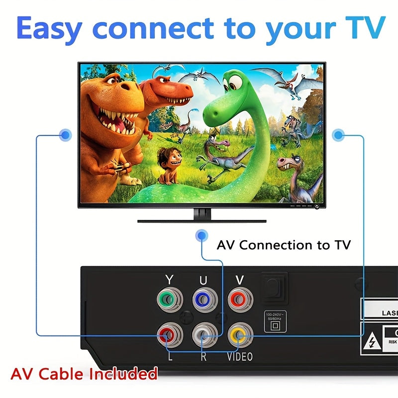[1080P] Full Region DVD Player With 1080P HD Quality And AV Output, USB Direct Read DVD Player With Smart Error Correction, Suitable For Elderly Easy DVD Player For Home With Remote Control - High Quality Multimedia Playback For Home