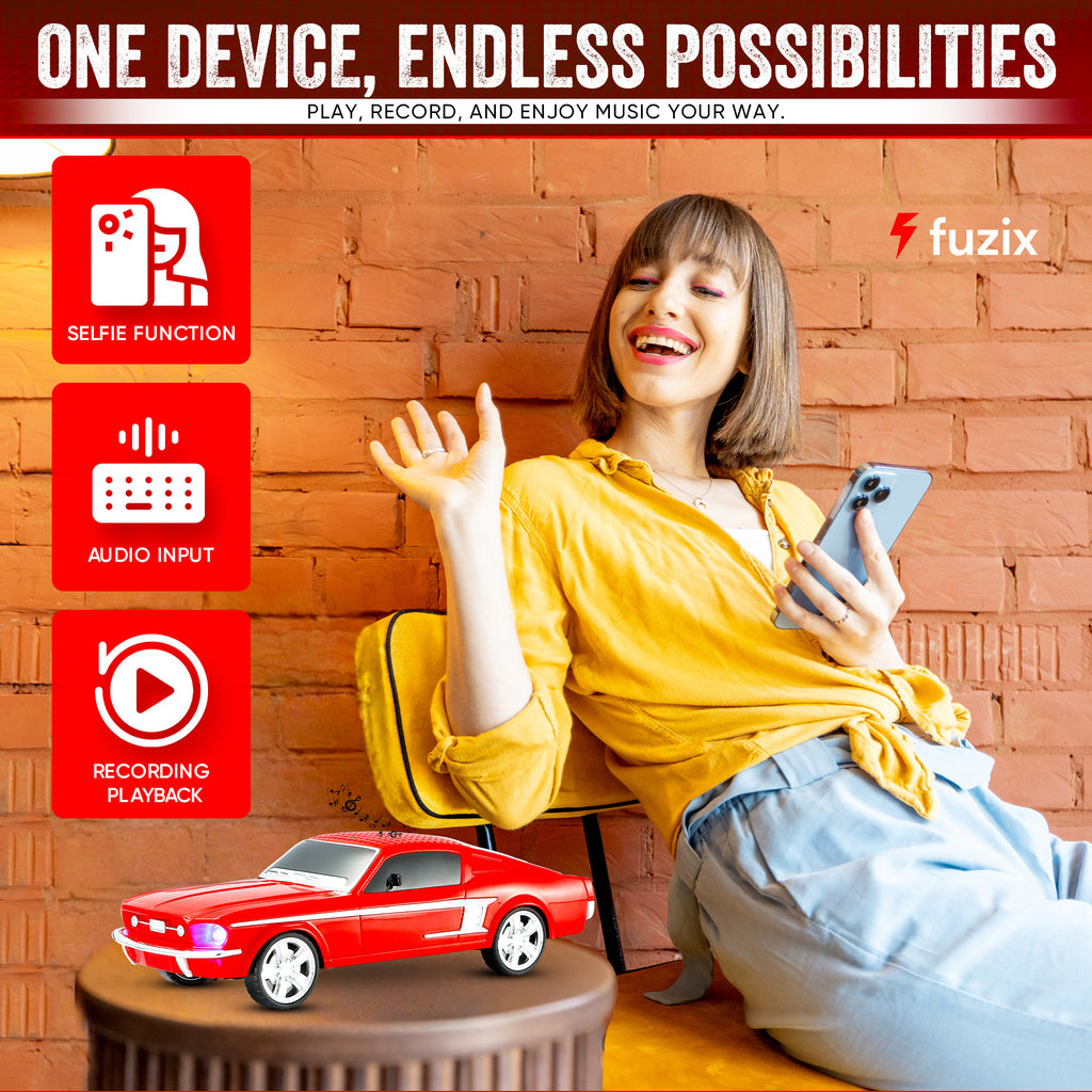 Fuzix WS-1967 Car Bluetooth Speaker – Retro Replica Design with LED Lights, Wireless Stereo Sound, FM Radio, USB/TF/AUX Input, Multiple Playback Modes, Rechargeable Battery, Clear High-Quality Audio, Perfect for Home, Travel, Parties & Festival Gifts