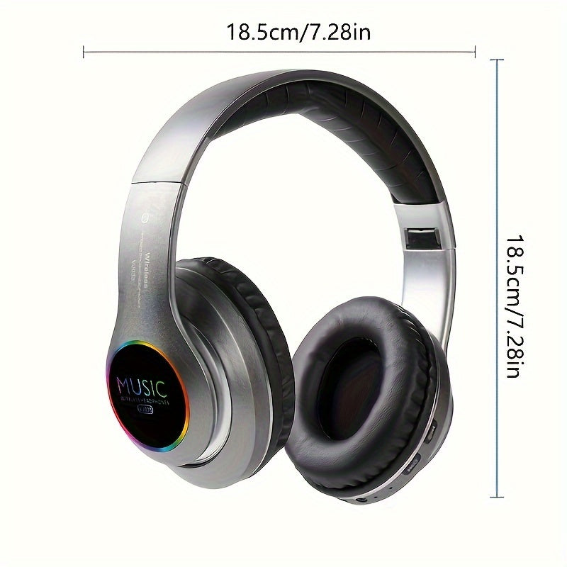 Wireless Noise Cancelling Headphones, Wireless Earbuds with Deep Bass, Lightweight Foldable Headphones with Built-in Microphone, for Work Laptops, Mobile Phones, On-head Gaming Headphones, Compatible with Android/iOS, Father's Day Mother's Day Gift