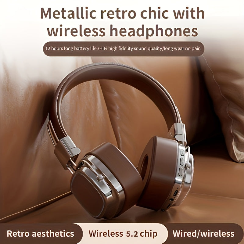 Bluetooth Headphones, HD Stereo Sound Over Ear Headphones with Built-in Microphones, Deep Bass 20 Hours Playtime, Fast Charge BT 5.2 Headset for Adults, School, Travel
