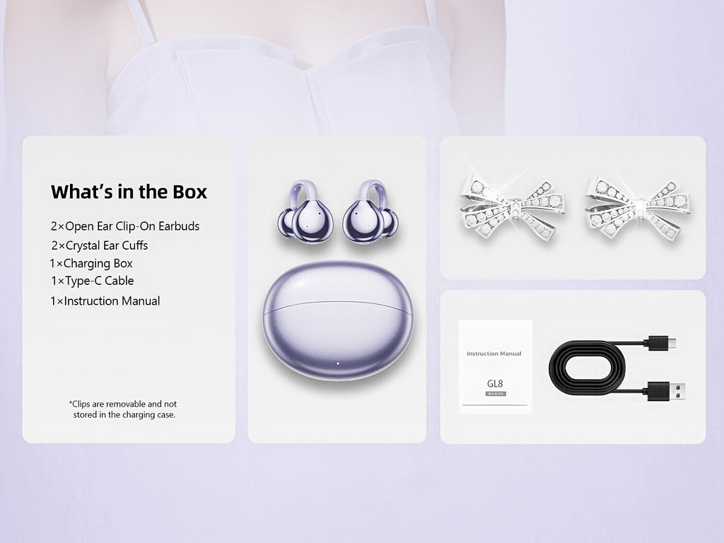 2025 New Wireless Earphones, Butterfly Earring Decoration, Microphone-Equipped Non-In-Ear Headphones, Gaming Couple Headphones, AI Translation Function, HD Calling Earphones, Compatible with Iphone And Android Phones, Christmas Gift