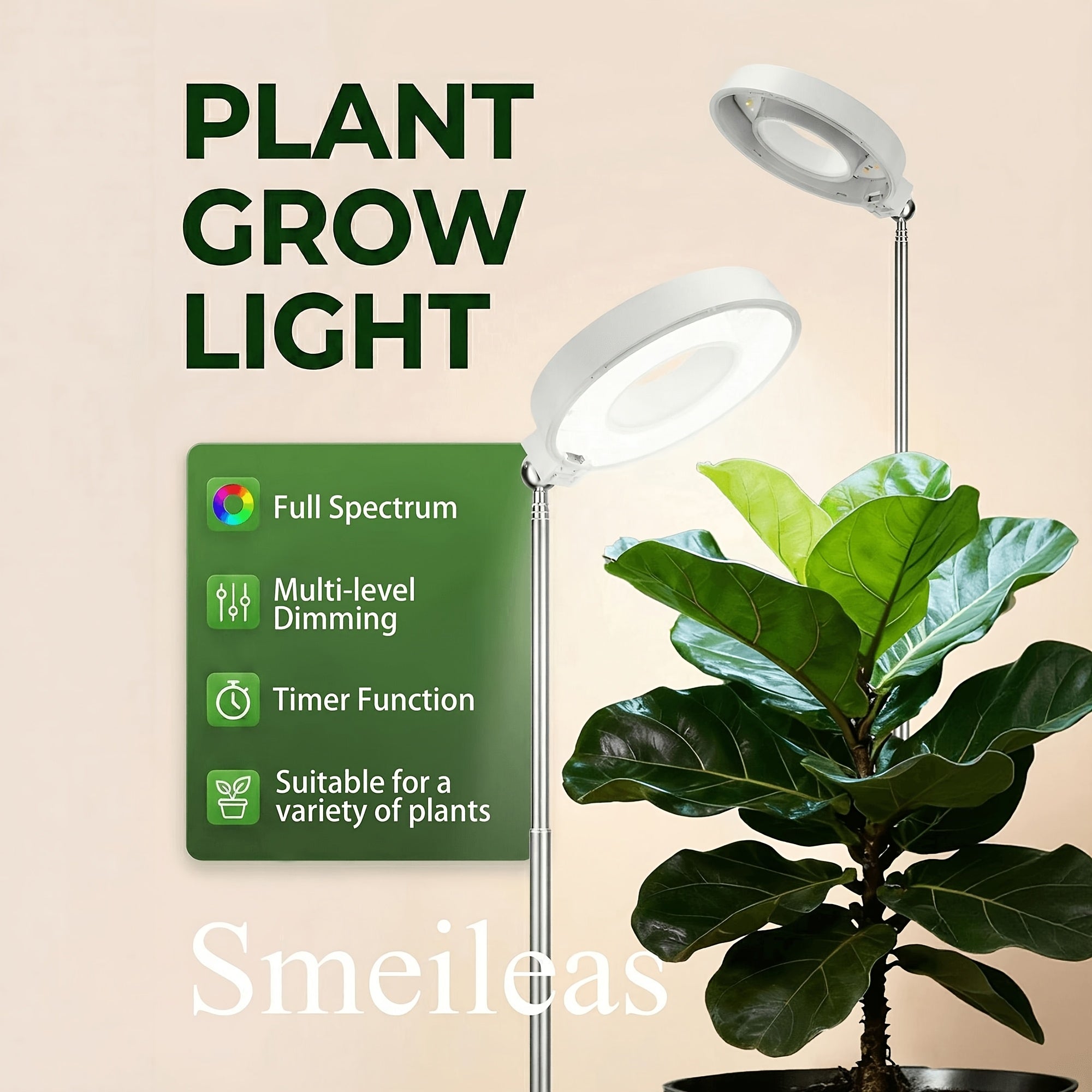 3pcs, Grow Lights for Indoor Plants Full Spectrum Smeileas LED Plant Light for Bedroom And Indoor Plants Growing, Full Spectrum Desk Growth Lamp with Smart Automatic 3/6/9H Timer for Garden Supplies And Chrismas Decorations, 4 Dimmable Levels, Height