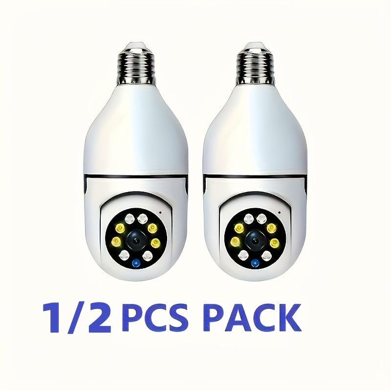 [1080P] 1/2Pc 3MP Light Bulb Camera 2.4Ghz Wifi, 1080P Wireless Surveillance Camera with Full-Color Night Vision, Two Way Audio, Motion Detection, 360° Pan&Tilt for Home Security