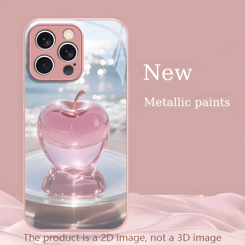 Phone Case - Phone Case: Metallic Paint Tempered Glass Phone Case New Pink Series Compatible with Iphone 17/17 Pro Max/17 Air/17 Pro/16E/16 Pro Max/16 Pro/16 Plus/16/15 Pro Max/15 Pro/15 Plus/15/14 Pro Max/14 Pro/14 Plus/14/13 Pro Max/13 Pro/13/12 P