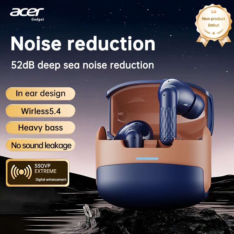 [ACER Official Genuine Product] TWS Wireless Earbuds with Active Noise Cancellation, Stylish In-Ear Design, Low Latency Mode for Gaming, High-Definition Call Quality, Spatial Audio, Long Battery Life for Sports And Driving