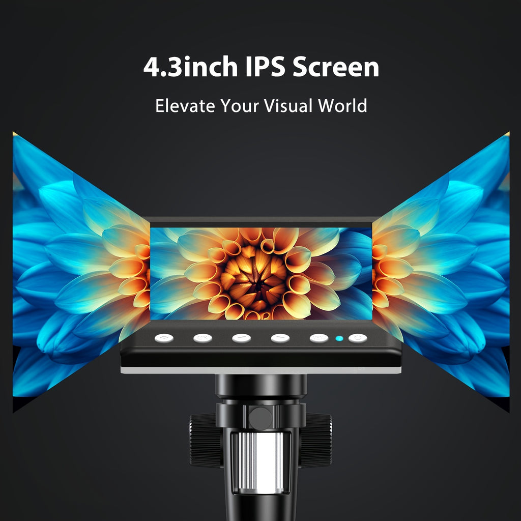 4.3'' IPS LCD Digital Microscope 1000X Magnification Microscope For Adults, Coin Collection Supplies With 8 Adjustable LEDs, Windows Compatible