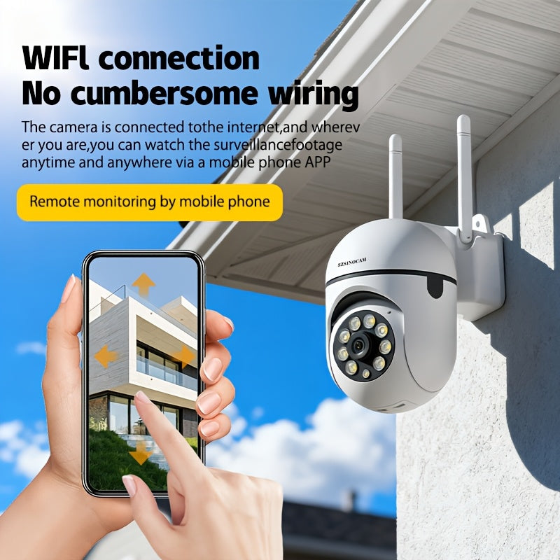 SZSINOCAM 1080P/2.4G Wireless Wifi Camera/Color Night Vision/Two-Way Audio/360-Degree Pan/Tilt/Zoom, AI Motion Tracking And Detection/Home Security Monitoring/Spotlight, And Alarm/Cloud Storage And TF Card Storage.., Property Protection