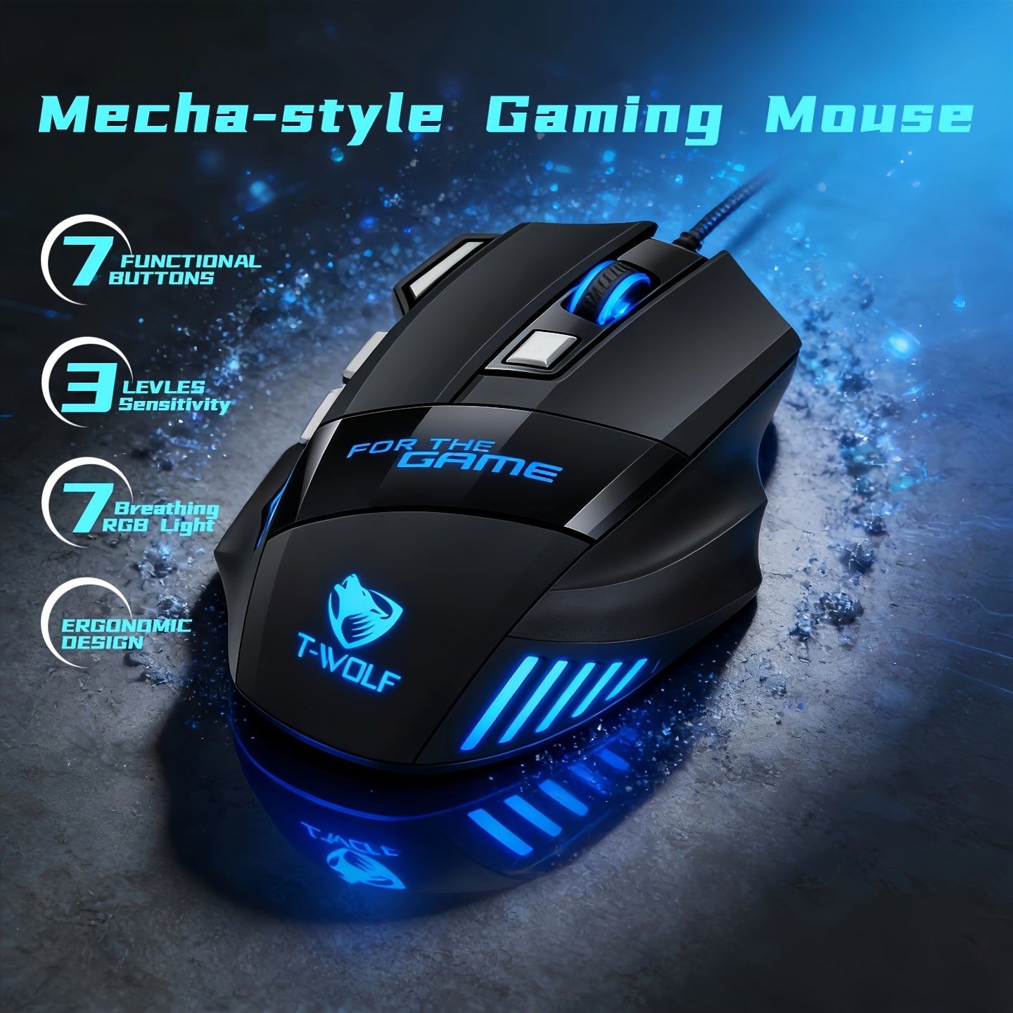 RGB Gaming Wired Mouse Pro-Grade- Ergonomic Design For Casual & Competitive Gamers, Turbo Click & Programmable Buttons, Multi-Mode Sensitivity Control, Dynamic RGB Lighting | Lightweight With Forward/Back Shortcuts - USB Plug & Play | Multiple Model