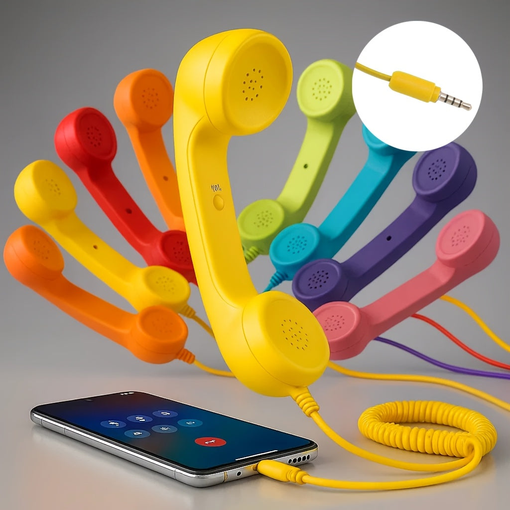 New Retro Phone Handset | Hands-Free Calling for Seniors with Clear Sound And Volume Control Button | Compatible with Smartphones, Tablets And Computers, with Optional Type-C Adapter | Available In Multiple Colors | Practical Christmas Gift