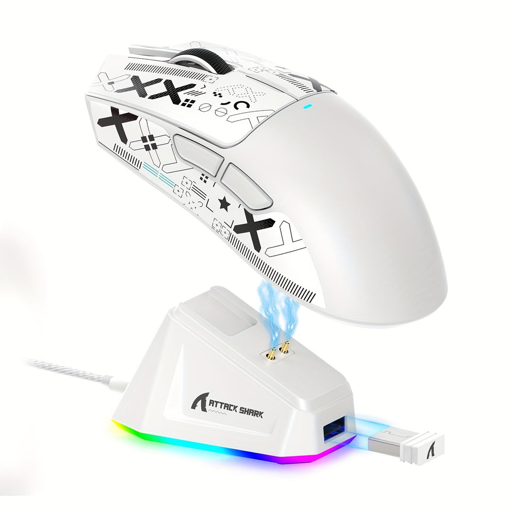ATTACK SHARK X11 Lightweight Wireless Gaming Mouse with RGB Charging Dock, Tri-Mode-2.4G/USB-C Wired/Wireless, PAW3311 Optical Sensor, HUYU Switch, 5 Programmable Buttons for PC/Mac, Wireless Mouse for Gaming, Gaming Mice, Gaming Mouse Wireless, Pc Gaming
