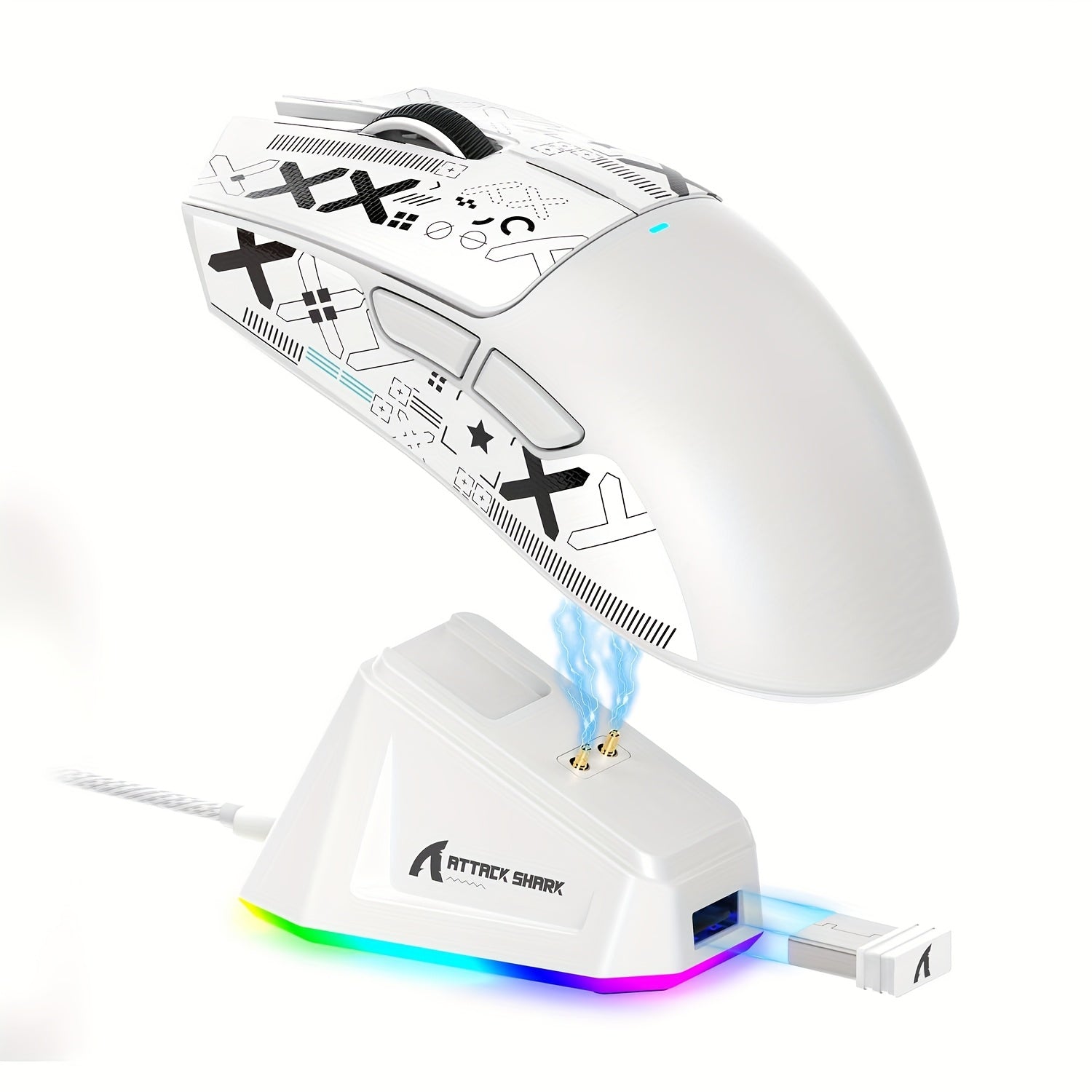 ATTACK SHARK X11 Lightweight Wireless Gaming Mouse with RGB Charging Dock, Tri-Mode-2.4G/USB-C Wired/Wireless, PAW3311 Optical Sensor, HUYU Switch, 5 Programmable Buttons for PC/Mac, Wireless Mouse for Gaming, Gaming Mice, Gaming Mouse Wireless, Pc Gaming