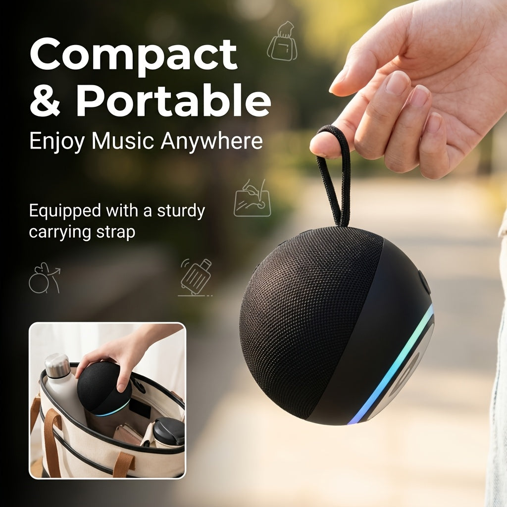 Spherical 5Th Gen Alexa Dot Smart Speaker with RGB LED Light, Wireless Subwoofer, TWS Connection, And Portable Base