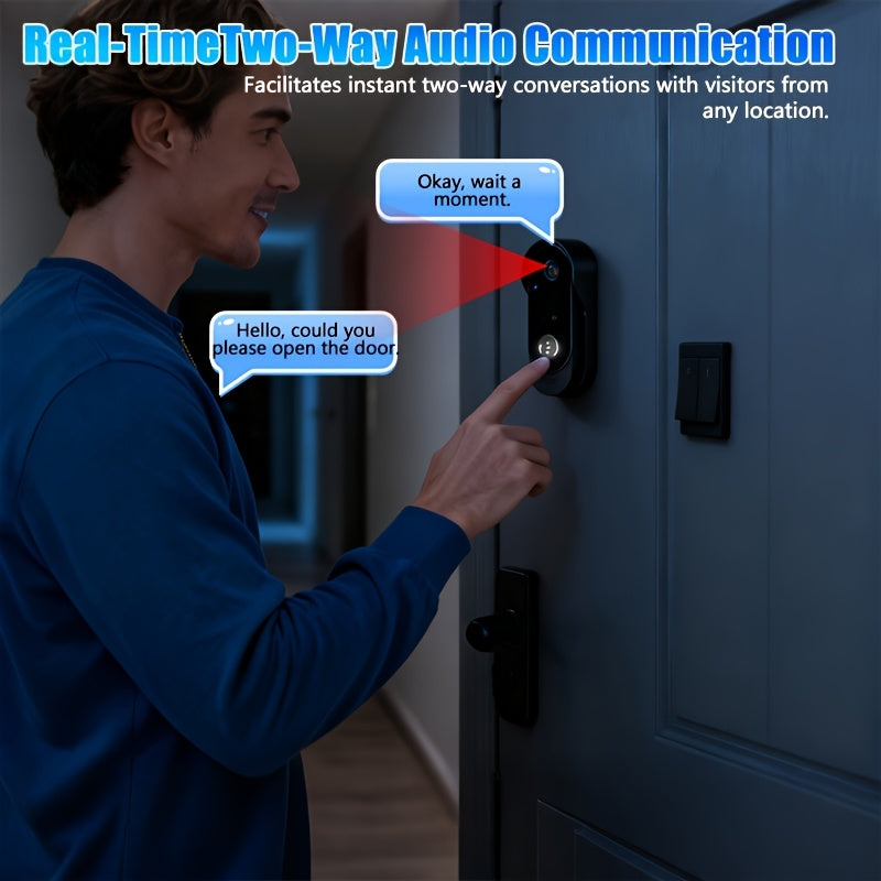 1 Set Smart Wireless Video Doorbell, No WIFI, 4.3"Display Screen, SD Monitor, Waterproof, Two-Way Audio, 2.4G Wireless Connection, 120° Angle, No APP, Highquality Lens Doorbell Camera, Rechargeable Battery