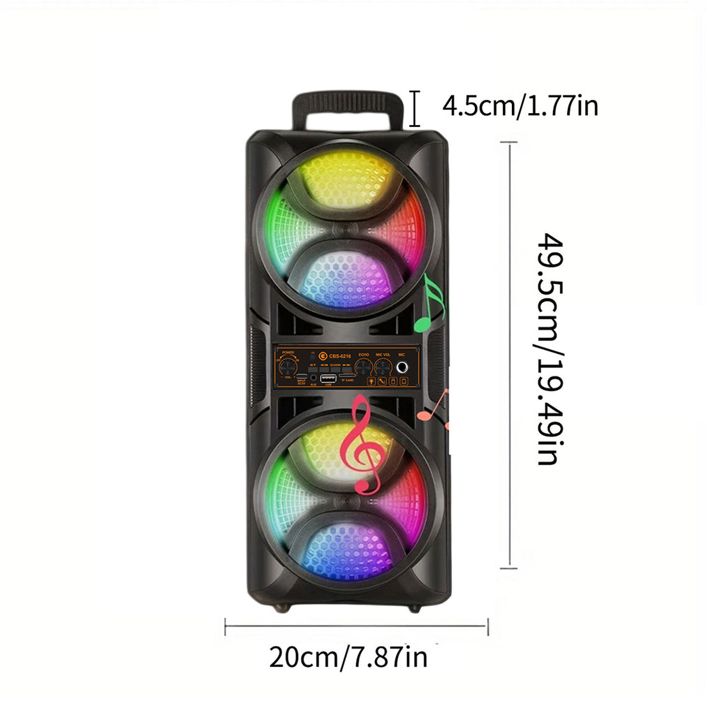 8000W Portable Speaker with Subwoofer, Karaoke Speaker, High-Power Wireless Audio System, Includes Microphone and Data Cable, Clear Sound Quality, Supports TF Card/USB/AUX/TWS, Ideal for Camping Karaoke, Indoor Dancing, Family Gatherings